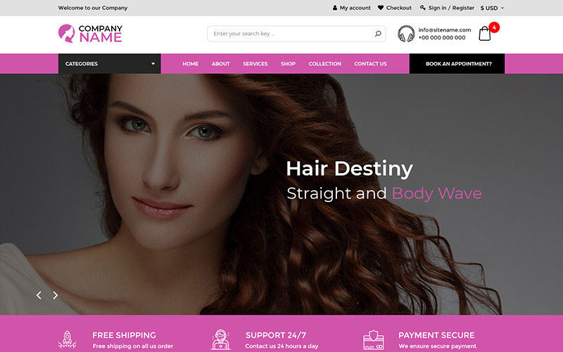 Hair Destiny - PSD-Vorlage für Mehrzweck-Haarstylisten