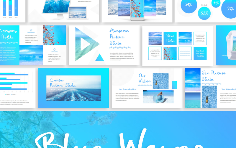 Mavi Dalgalar - PowerPoint şablonu