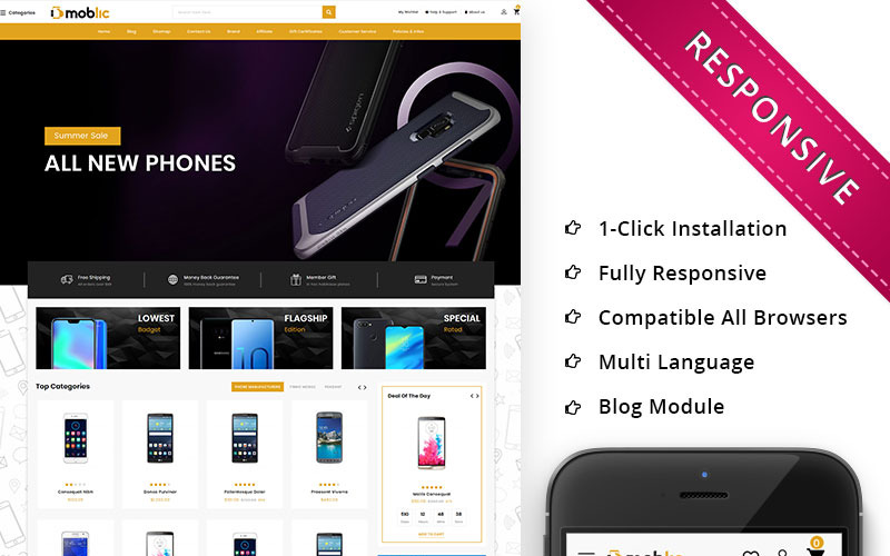 Moblic - o modelo OpenCart responsivo para a loja móvel completa