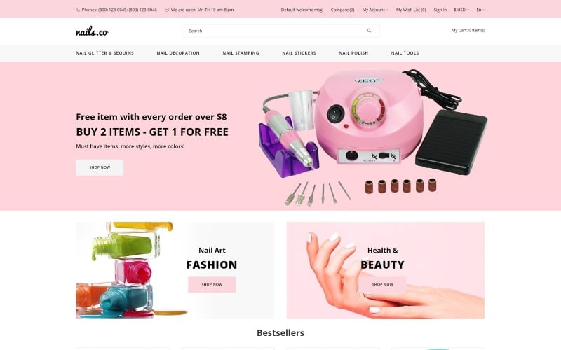 Nails co. - Beauty Supply Store Multipage Stylish OpenCart Template