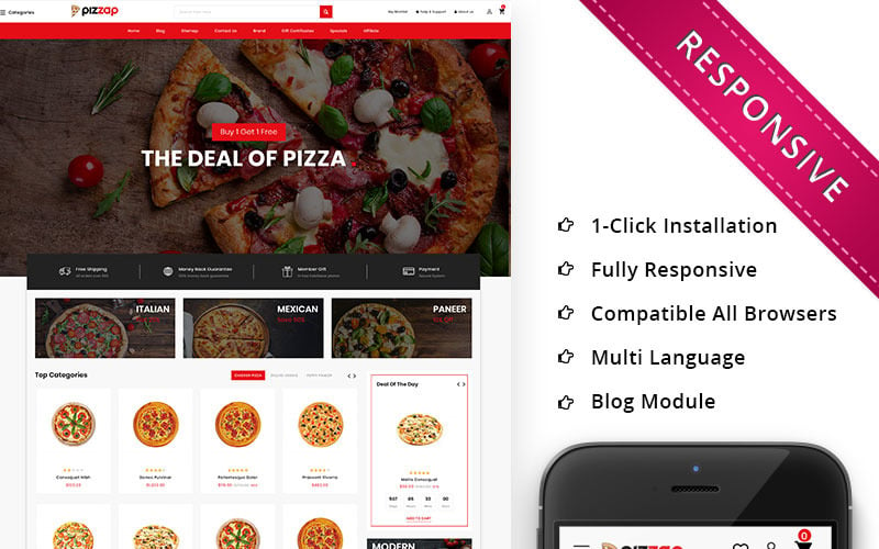 Pizzap - Modèle OpenCart de Pizza Store