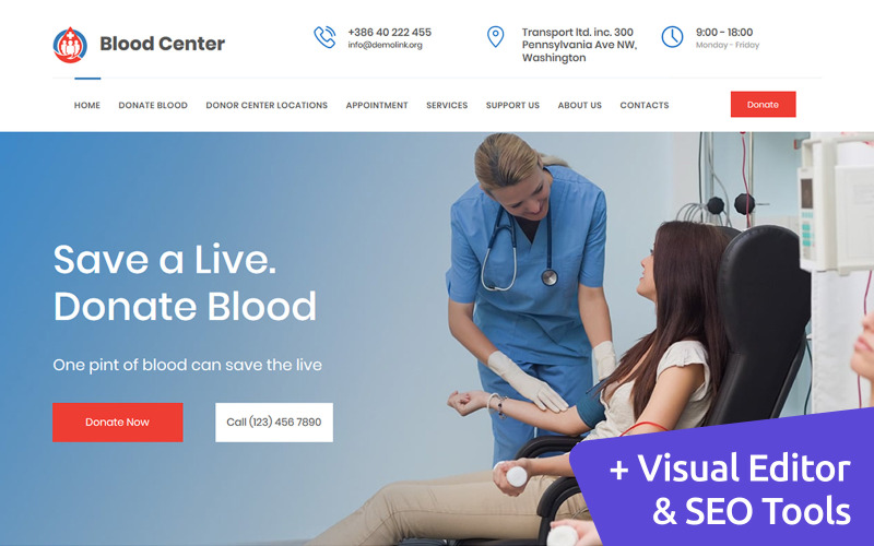 Plantilla Moto CMS 3 para donación de sangre