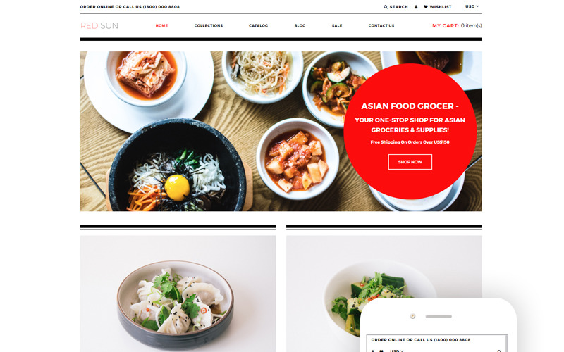 Red Sun - Grocery Store Clean Shopify Teması