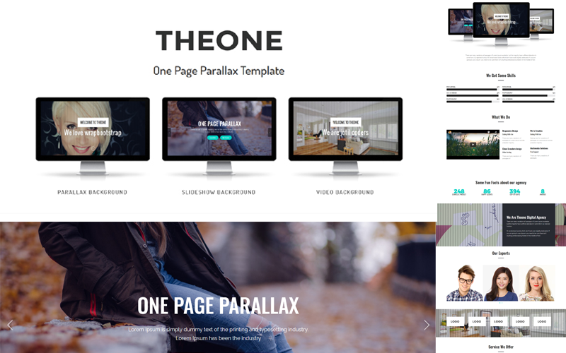 Theone - Joomla-sjabloon met parallax-effect op één pagina