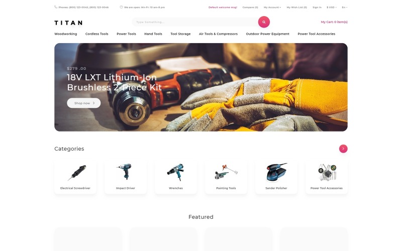 Titan - Tools Store Clean OpenCart-sjabloon