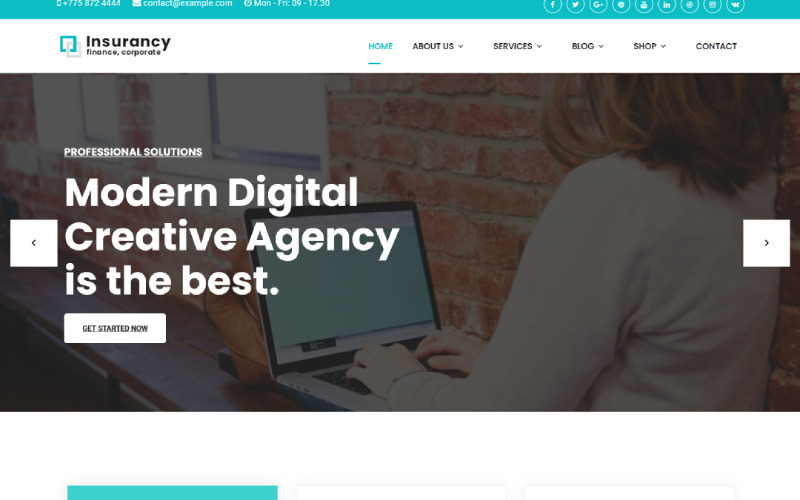 Assurance - Entreprise d'assurance avec le constructeur de pages Joomla 6