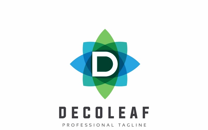 Download Шаблон логотипа "Decoleaf D Letter Logo Template" / Decoleaf D Letter Logo Template - Шаблон логотипа на тему графика care clean clear d eco ecology education farm friendly green human lab leaf letter letters library natural nature office pure