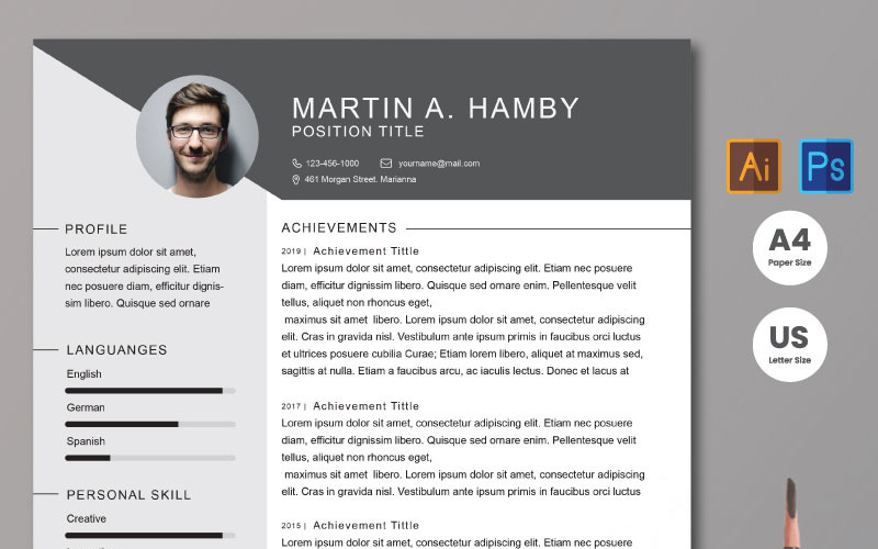 Download Резюме "Five Style Two Page Bundle Resume Template" / Five Style Two Page Bundle Resume Template - Резюме на тему графика resume template cover letter a4 us paper cv design graphic designlimb free best lowcost page vector editable elements document printable
