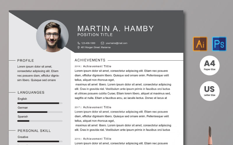 Five Style Two Page Bundle Resume Template