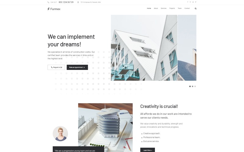 Furmex - Tema Elementor de WordPress moderno multipropósito de arquitectura