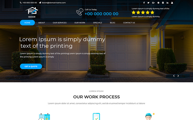 Download PSD шаблон "GDoor - Garage Door PSD Template" / GDoor - Garage Door PSD Template - PSD шаблон на тему графика garage door repair services maintenance psd photoshop theme template