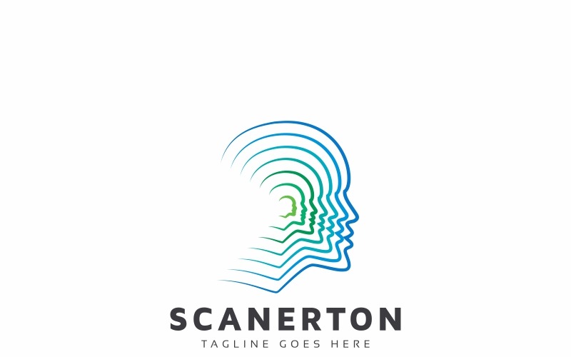 Download Шаблон логотипа "Head Tech Logo Template" / Head Tech Logo Template - Шаблон логотипа на тему графика 3d ai artificial intelligence blue colorful communication computer corporate developer digital face green head high tech human innovation internet it