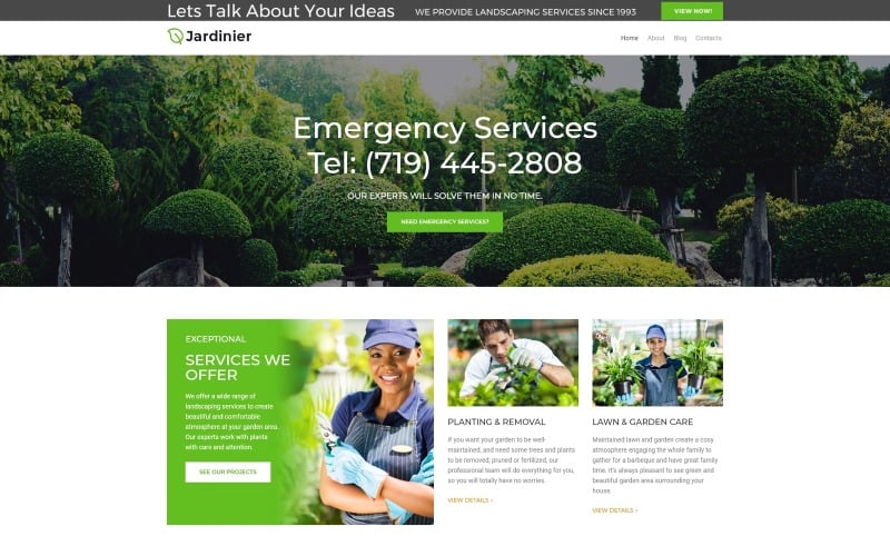 Jardinier lite - Tema WordPress de serviços de paisagismo