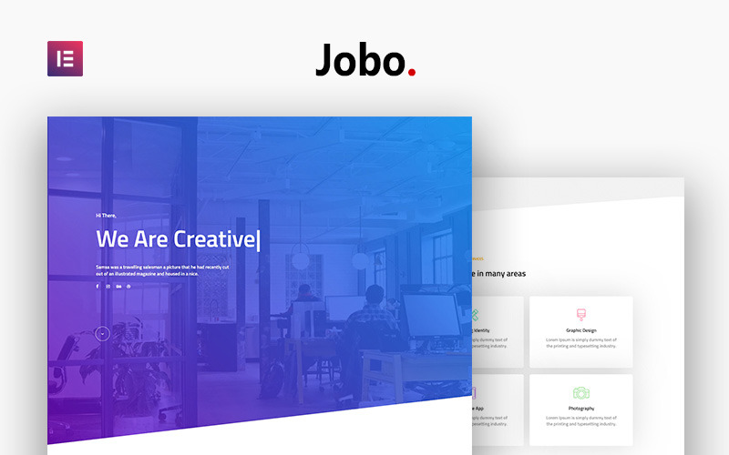 Jobo - Tema Elementor de WordPress moderno para portafolio creativo