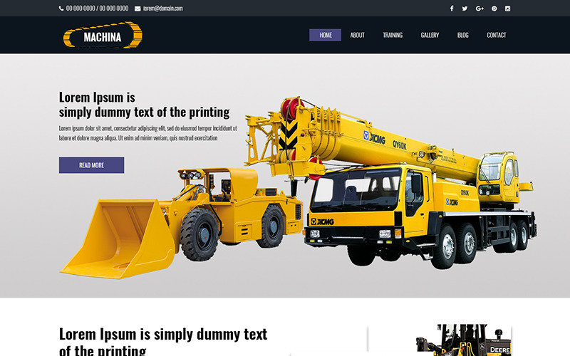 Download PSD шаблон "Machina - Construction Machine Rental PSD Template" / Machina - Construction Machine Rental PSD Template - PSD шаблон на тему графика construction machine rental psd photoshop template theme