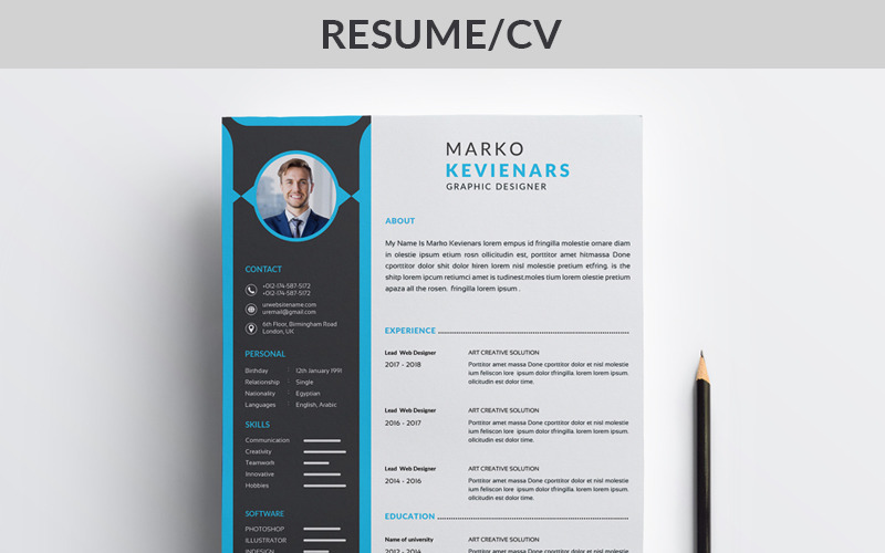 Download Резюме "Marko Resume Template" / Marko Resume Template - Резюме на тему графика cv resume business template resume cv work template job document print curriculum vitae interview professional experience employment ready employer paperwork