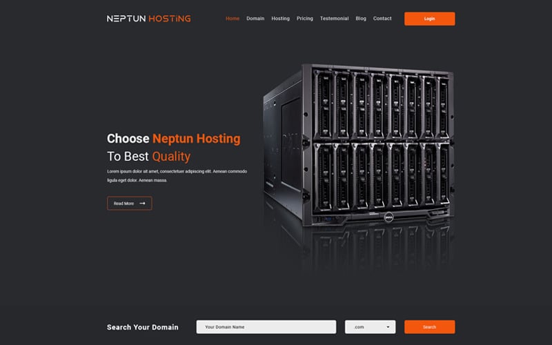 Neptun Hosting - One Page Hosting PSD Template