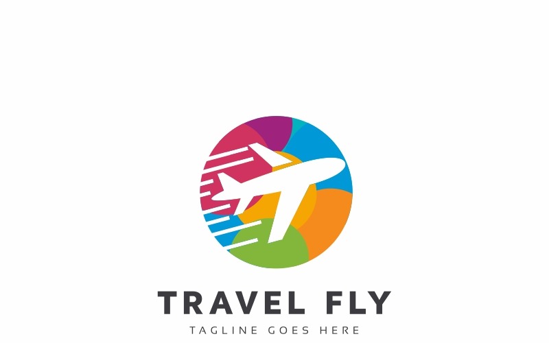 Plantilla de logotipo de mosca de viaje