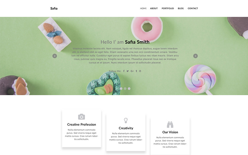 Safia - PSD шаблон минимального личного портфолио