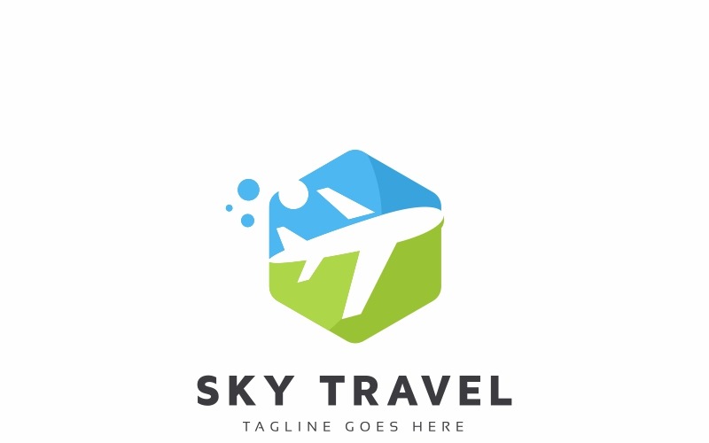 Download Шаблон логотипа "Sky Travel Logo Template" / Sky Travel Logo Template - Шаблон логотипа на тему графика ai air airplane aviation blue business company eps file logo plane psd template tourism tourists travel travel vector