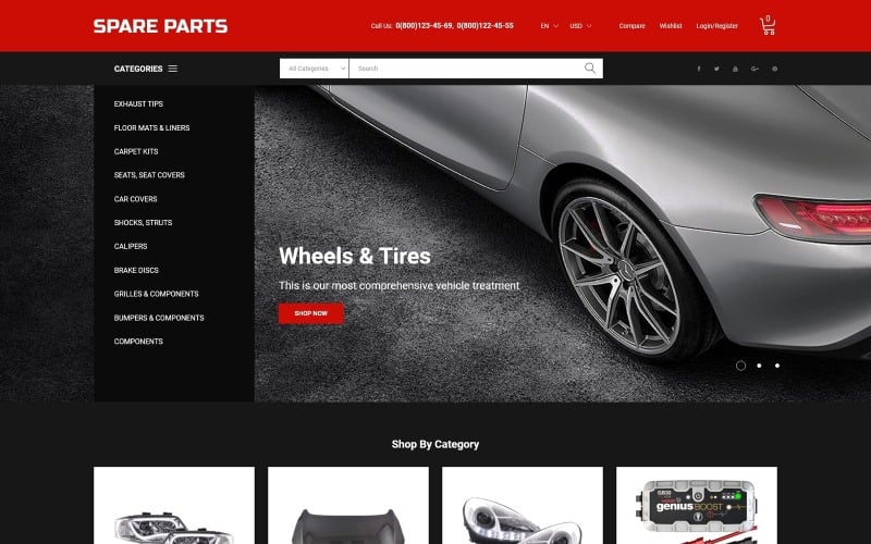 Spare Parts - Automobile Spare Parts Clean Bootstrap Ecommerce PrestaShop Teması
