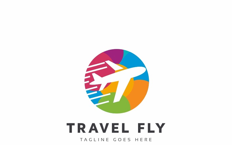 Download Шаблон логотипа "Travel Fly Logo Template" / Travel Fly Logo Template - Шаблон логотипа на тему графика ai air airplane aviation beach blue business colorful company eps file getaway happy holiday leisure logo plane sea summer template