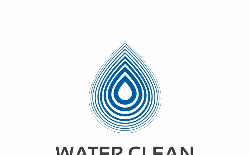 Download Шаблон логотипа "Water Clean Logo Template" / Water Clean Logo Template - Шаблон логотипа на тему графика blue care circulation clean health logo template nature tech technology water wave