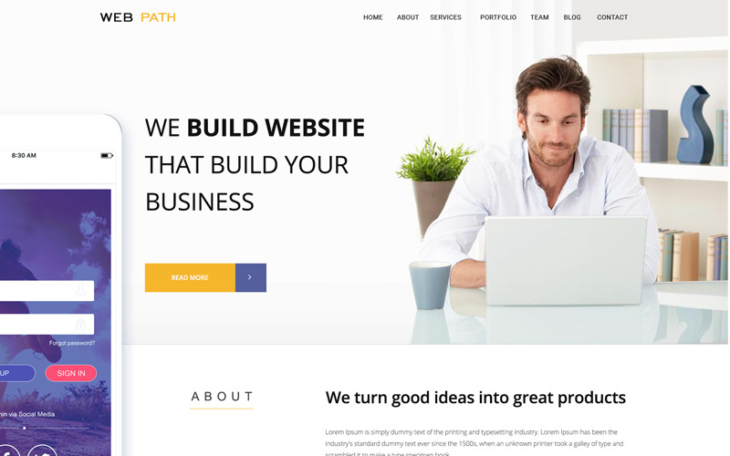 Download PSD шаблон "Web Path - One Page PSD Template" / Web Path - One Page PSD Template - PSD шаблон на тему веб-дизайн template web psd