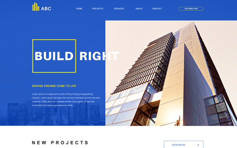 Download PSD шаблон "ABC - One Page Builders PSD Template" / ABC - One Page Builders PSD Template - PSD шаблон на тему веб-дизайн psd templates portfolio architecture builders website construction interior