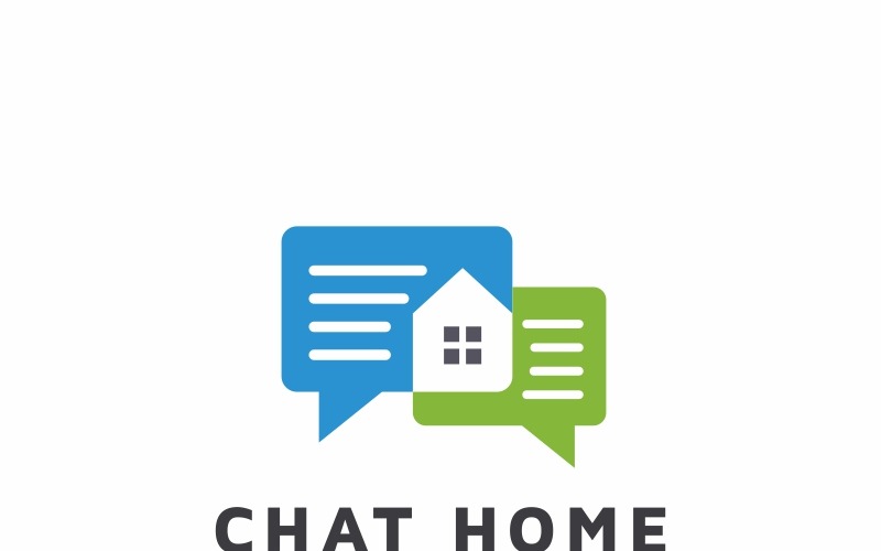 Download Шаблон логотипа "Chat Home Logo Template" / Chat Home Logo Template - Шаблон логотипа на тему графика accommodation blog branding bubble chat building city community connect construction conversation corporate creative discus find home home review search housing