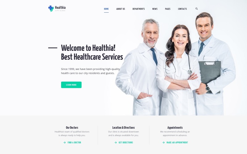 Healthia - Medicinsk och hälsovård Ren flersidig HTML-webbplatsmall