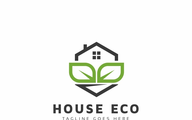 Download Шаблон логотипа "House Eco Logo Template" / House Eco Logo Template - Шаблон логотипа на тему графика house eco logo icon green symbol vector home design building illustration sign abstract element estate business nature property company organic