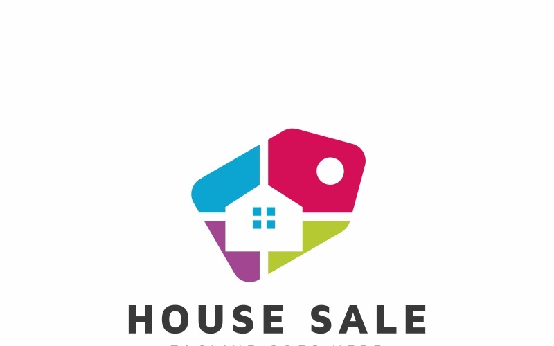 Download Шаблон логотипа "House Sale Logo Template" / House Sale Logo Template - Шаблон логотипа на тему графика art blue build building care city colorful company elegant estate logo green happy house home housing land loan made orange