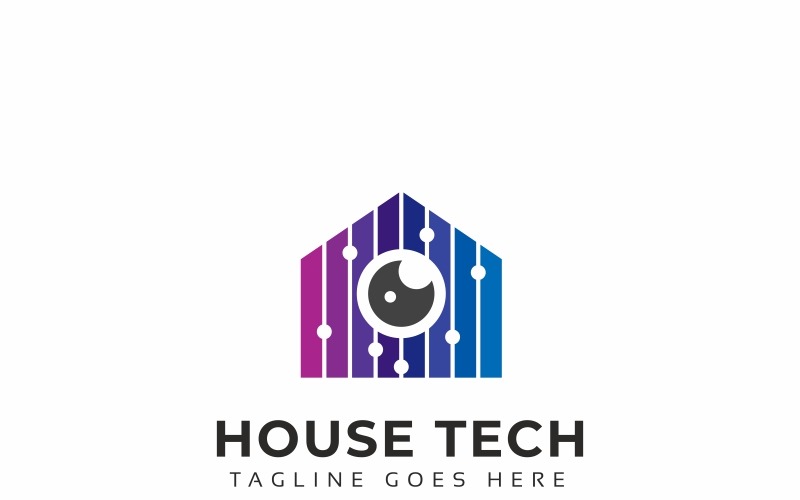 Download Шаблон логотипа "House Tech Logo Template" / House Tech Logo Template - Шаблон логотипа на тему графика vector house logo technology tech estate design icon home concept real modern business creative smart template app company network camera