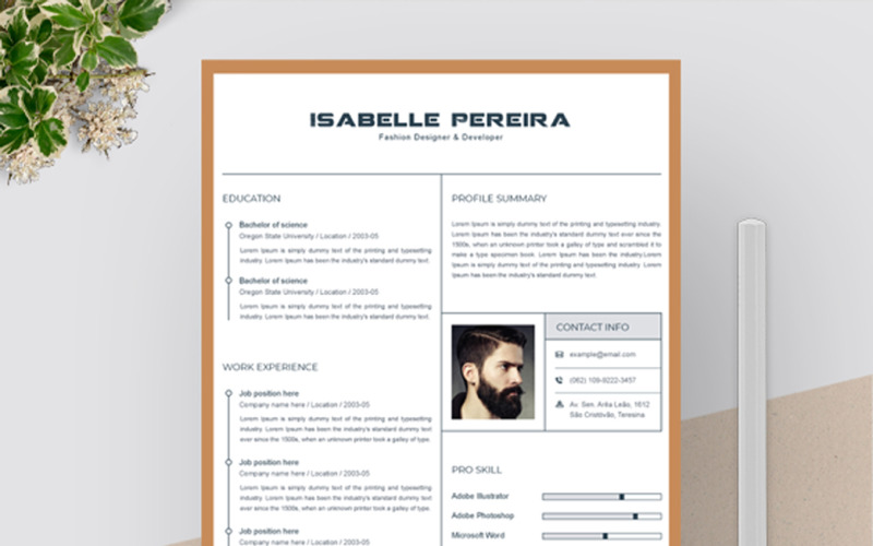 Download Резюме "Isalbelle Resume Template" / Isalbelle Resume Template - Резюме на тему графика resume template cv clean modern a4 doc elegant indesign infographic professional creative design minimal pages portfolio word us letter