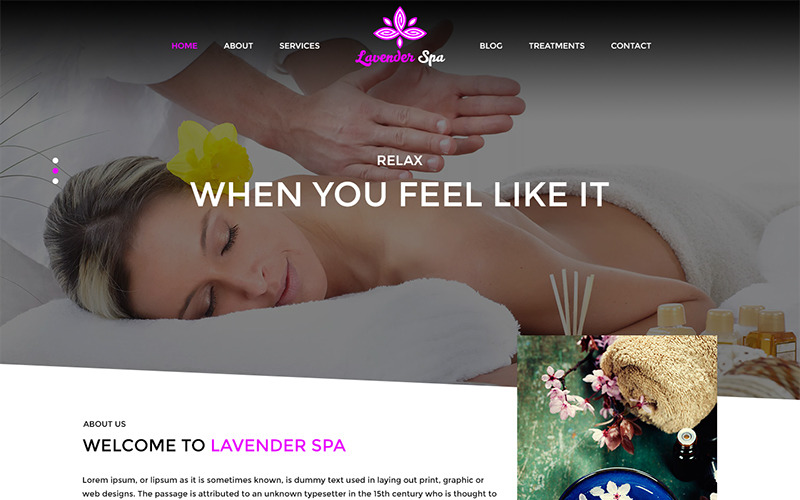 Download PSD шаблон "Lavender Spa - Beauty & Spa PSD Template" / Lavender Spa - Beauty & Spa PSD Template - PSD шаблон на тему товары для спа beauty spa treatment template theme psd photoshop