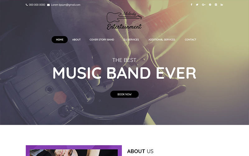 Download PSD шаблон "Melody Entertainment - Music Band PSD Template" / Melody Entertainment - Music Band PSD Template - PSD шаблон на тему графика music band psd photoshop template theme