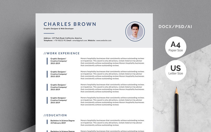 Modelo de currículo de Charles Brown