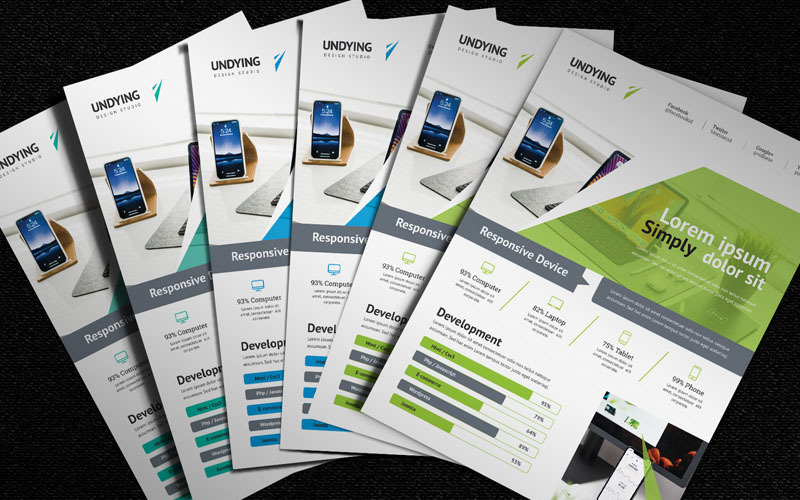 Download Фирменный стиль "Responsive Device Flyer - Corporate Identity Template" / Responsive Device Flyer - Corporate Identity Template - Фирменный стиль на тему графика flyer corporate corporate creative flyer travel business card card liflet computer internet stationery id kit blue hi-quality official symple green