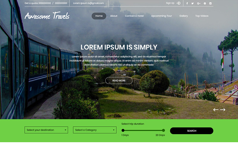 Awasome Travels - Reisbureau PSD-sjabloon