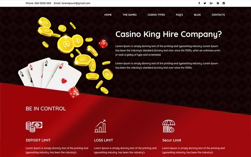 Casino King- Modello PSD di Casino #80145 - TemplateMonster