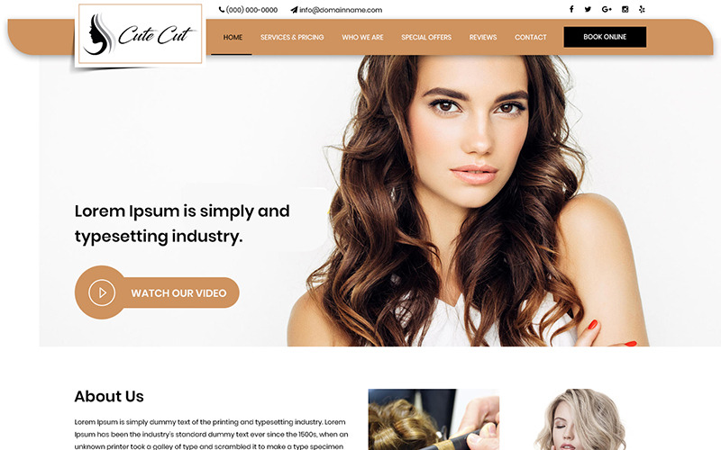 Cute Cut - Hair Saloon en Spa PSD-sjabloon