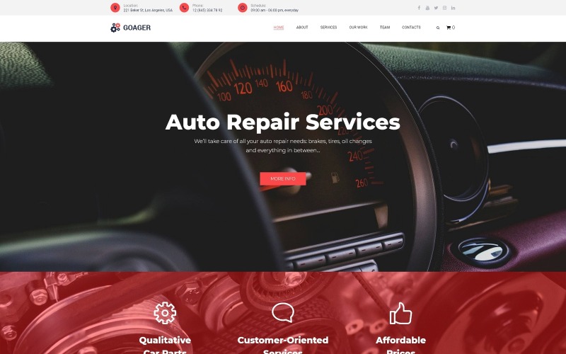 Goager - Auto Repair ECommerce Nowoczesny motyw WordPress Elementor