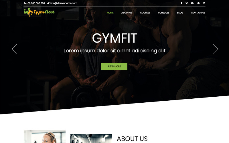 Gymnest - Gym PSD Vorlage