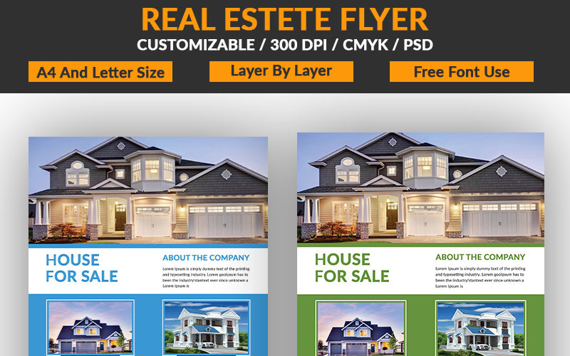Download Фирменный стиль "House - Real Estate Flyer Design - Corporate Identity Template" / House - Real Estate Flyer Design - Corporate Identity Template - Фирменный стиль на тему графика real estate flyer graphic design a4 template add company color psd banner company building