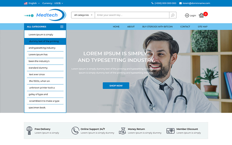 Download PSD шаблон "Medtech - Medicine Store PSD Template" / Medtech - Medicine Store PSD Template - PSD шаблон на тему аптека medicine store template theme psd photoshop