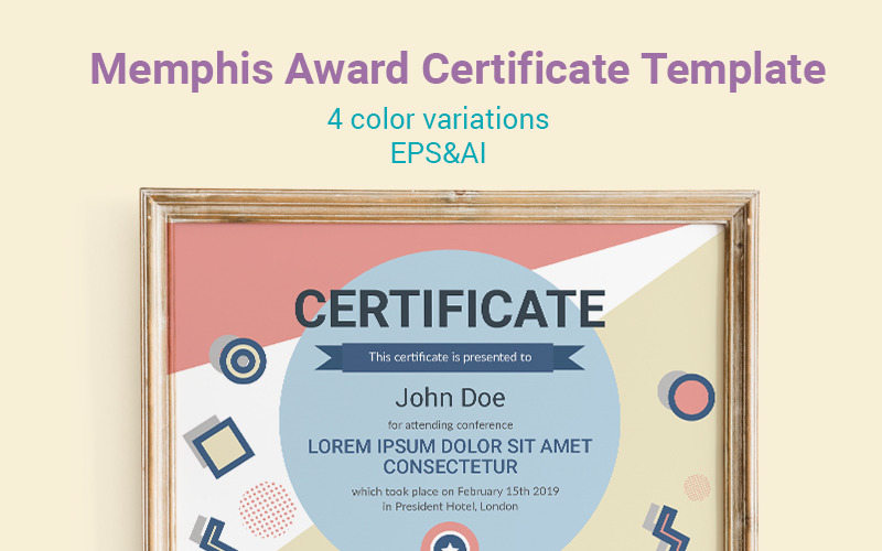 Modèle de certificat de récompense de Memphis