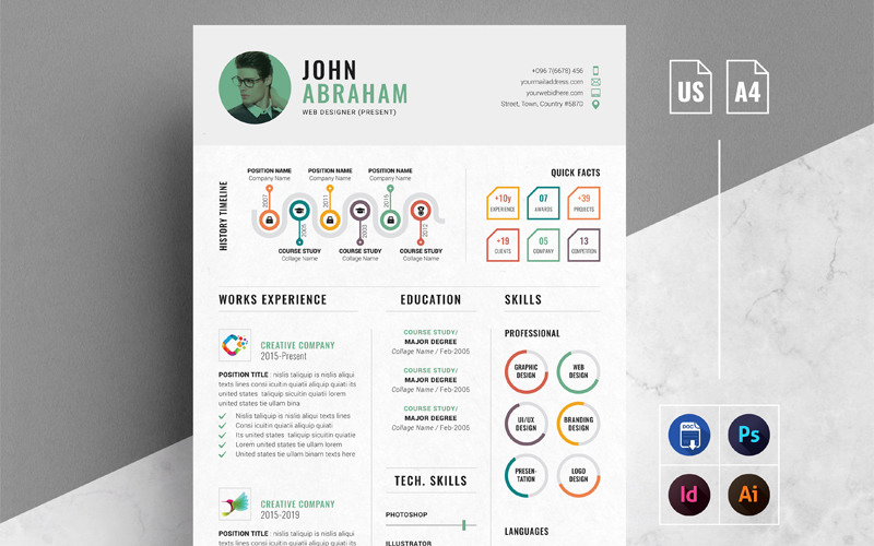Download Резюме "Modern-Infographic Resume Template" / Modern-Infographic Resume Template - Резюме на тему графика resume,cv,infographic,template,creative,modern,clean,professional,word,psd,photoshop,mac,pages,contract,minimal,minimalist,coverletter,word resume,mac pages,portfolio