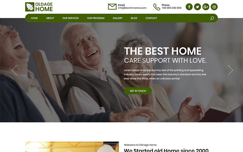 Oldage Home - Old Age Home PSD Template