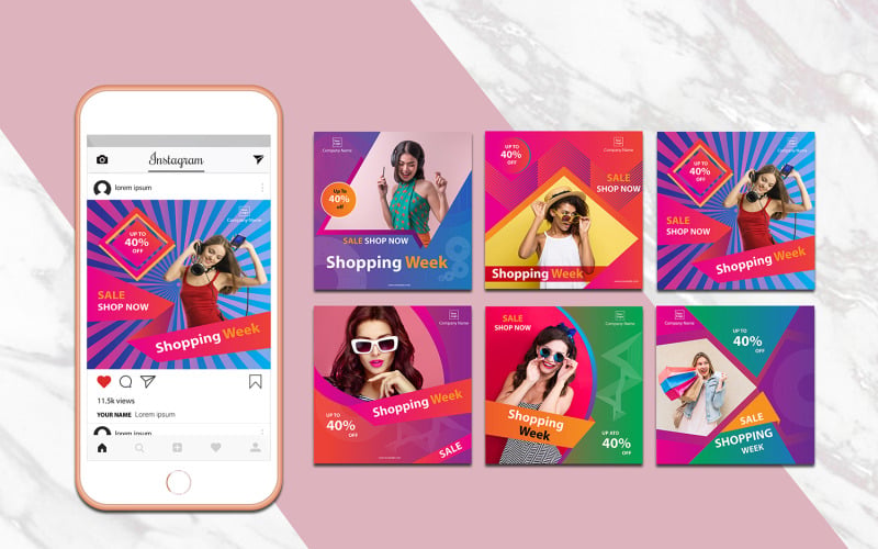 Шаблон для социальных сетей Colorful Instagram Banner Pack